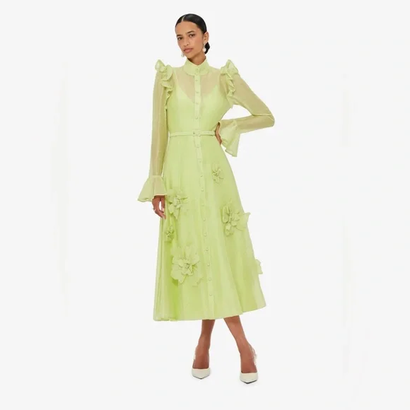 Leo Lin Katrina Petal Butterfly Sleeve Midi Dress - Picture 2 of 13